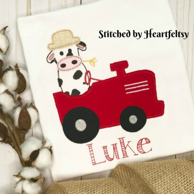 tractor with cow applique